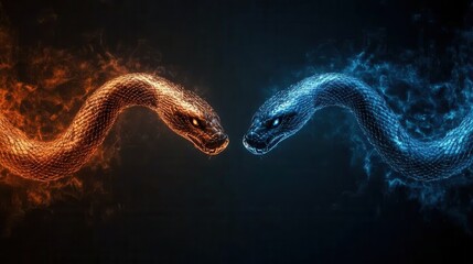 Fototapeta premium two dragons in red and blue
