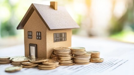 House, coins, and document, a comprehensive guide to home financing, investment, real estate concepts