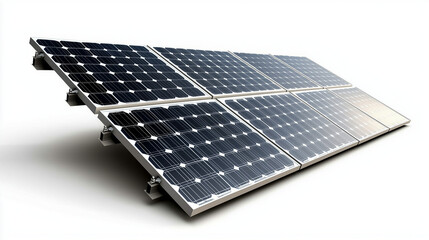 Moderno pannello solare in 3D su sfondo bianco, simbolo di efficienza e sostenibilità, per un futuro energetico pulito e rinnovabile.