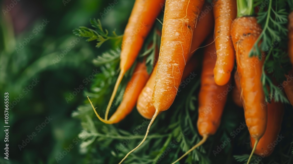 Aufkleber Carrots with a focus on vibrant color and texture on a smooth background