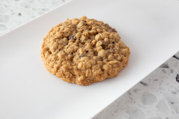 A view of an oatmeal raisin cookie.