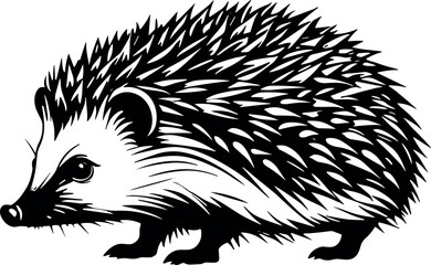Hedgehog Vector Black Silhouette Design For T-Shirt