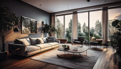Fototapeta premium Smart home devices in modern living room 