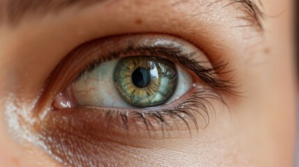 Fototapeta premium Close-up of a person's eye showing a constricted iris