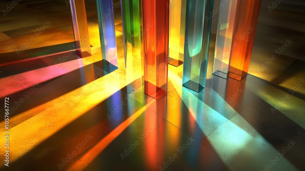 Aufkleber Colorful Light Patterns through Transparent Objects