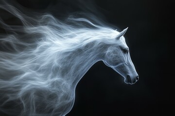 Fototapeta premium light shape horse, black background