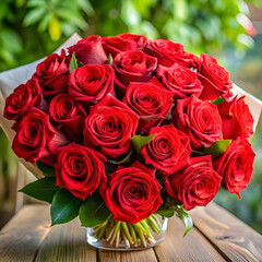 Obraz premium side view of a bouquet of red color roses flowers
