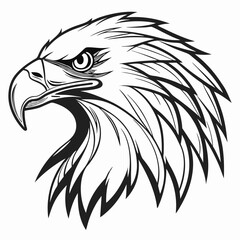 A detailed line art illustration of an eagle's head, perfect for creating logos, t-shirts, or any design that needs a powerful and majestic touch.