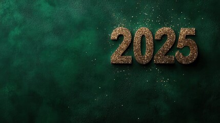 sequins that formed the numbers ‘2025’ on a dark green background