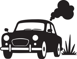 A Silhouette of Pollution Dirty Diesel with car