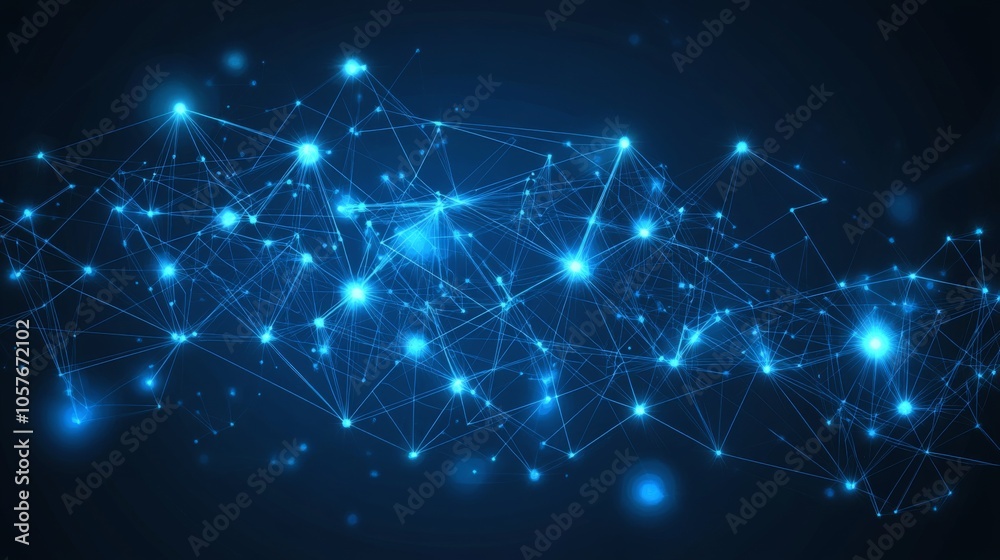 Poster abstract blue network of connected points
