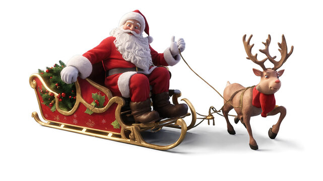 Ilustraci&oacute;n de Santa Claus en Trineo con Regalos: Elemento Perfecto para Navidad. Recursos Navide&ntilde;os
