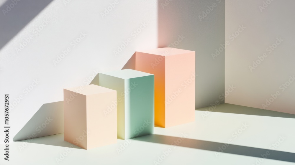 Poster minimalist cubes with soft colors and shadows