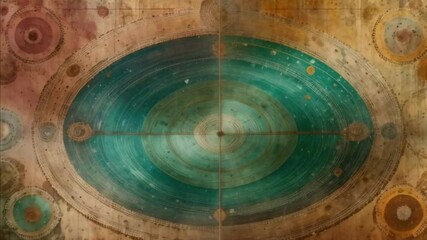 Mystical star map with medieval symbols, ornaments and illustrations mutating in a cosmic Heaven scene. Aesthetic animation for background about astrology and ancient astronomy