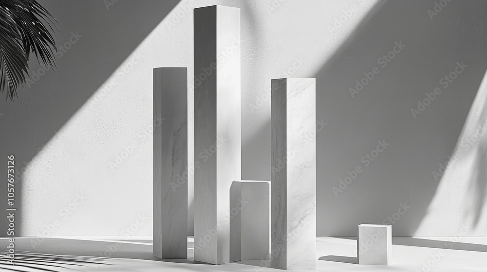 Poster minimalist marble columns in modern space