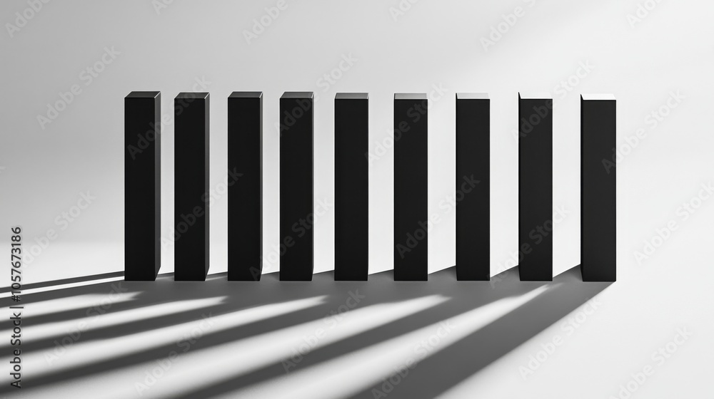 Poster minimalist black blocks with shadows on white background
