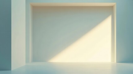 minimalistic studio room template showcasing a pristine empty space with soft lighting, perfect for product displays against a clean background, ideal for design purposes