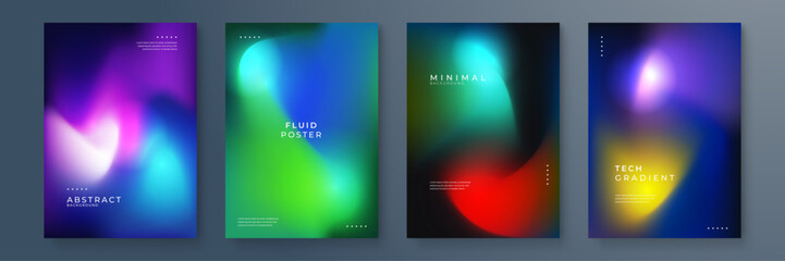 Modern Abstract Fluid Gradient Backgrounds for Posters and Tech Designs. Modern abstract backgrounds featuring fluid gradients and minimal designs, perfect for tech and poster themes