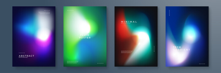 Abstract Gradient Posters with Fluid Design Elements