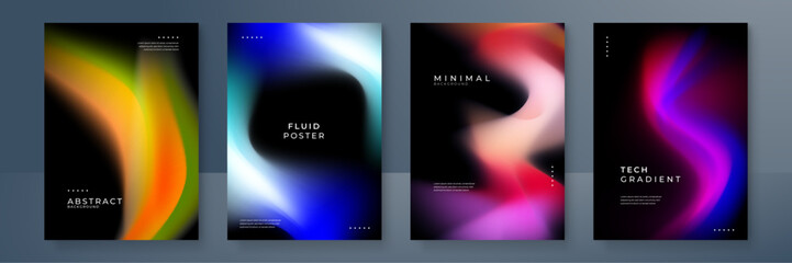 Fototapeta premium Modern Abstract Gradient Poster Designs with Fluid Patterns. Perfect for technology and artistic themes, showcasing vibrant color combinations