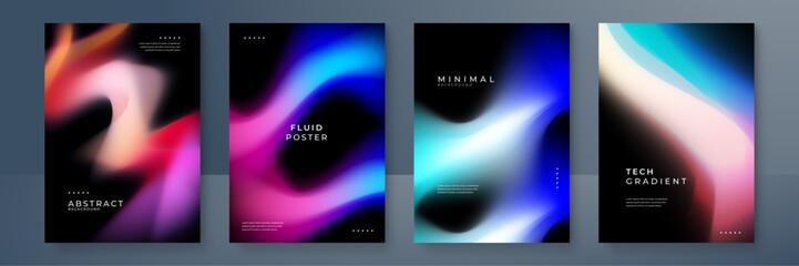 Fototapeta premium Modern Abstract Fluid Gradient Minimalist Tech Posters