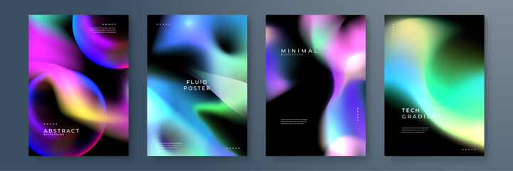 Fototapeta premium Abstract Minimalist Posters with Vivid Gradient Backgrounds