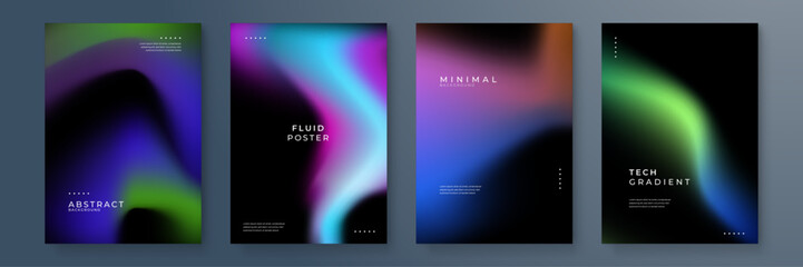 Abstract Gradient Posters with Fluid Design Elements