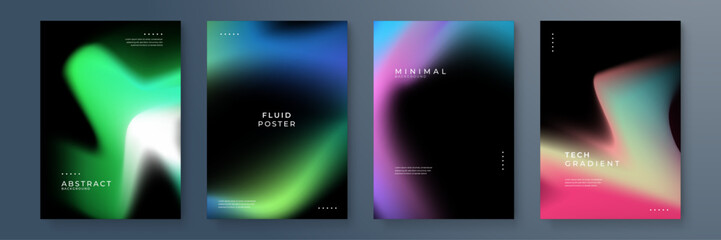 Fototapeta premium Modern Abstract Posters with Colorful Fluid Gradients. Modern abstract posters featuring vibrant fluid gradients. Perfect for artistic designs, digital presentations, and contemporary decor projects
