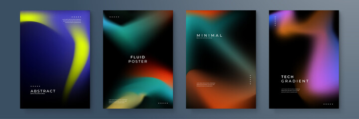 Fototapeta premium Modern Abstract Gradient Poster Designs with Fluid Patterns. Perfect for technology and artistic themes, showcasing vibrant color combinations