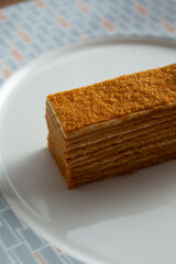 A closeup view of a honey cake.
