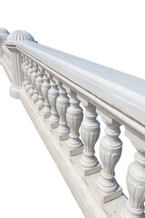 Antique decorative white balustrade on a transparent insulated background