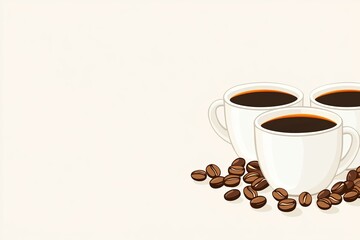 Obraz premium Elegant coffee cups with beans on a soft beige background for branding and design purposes