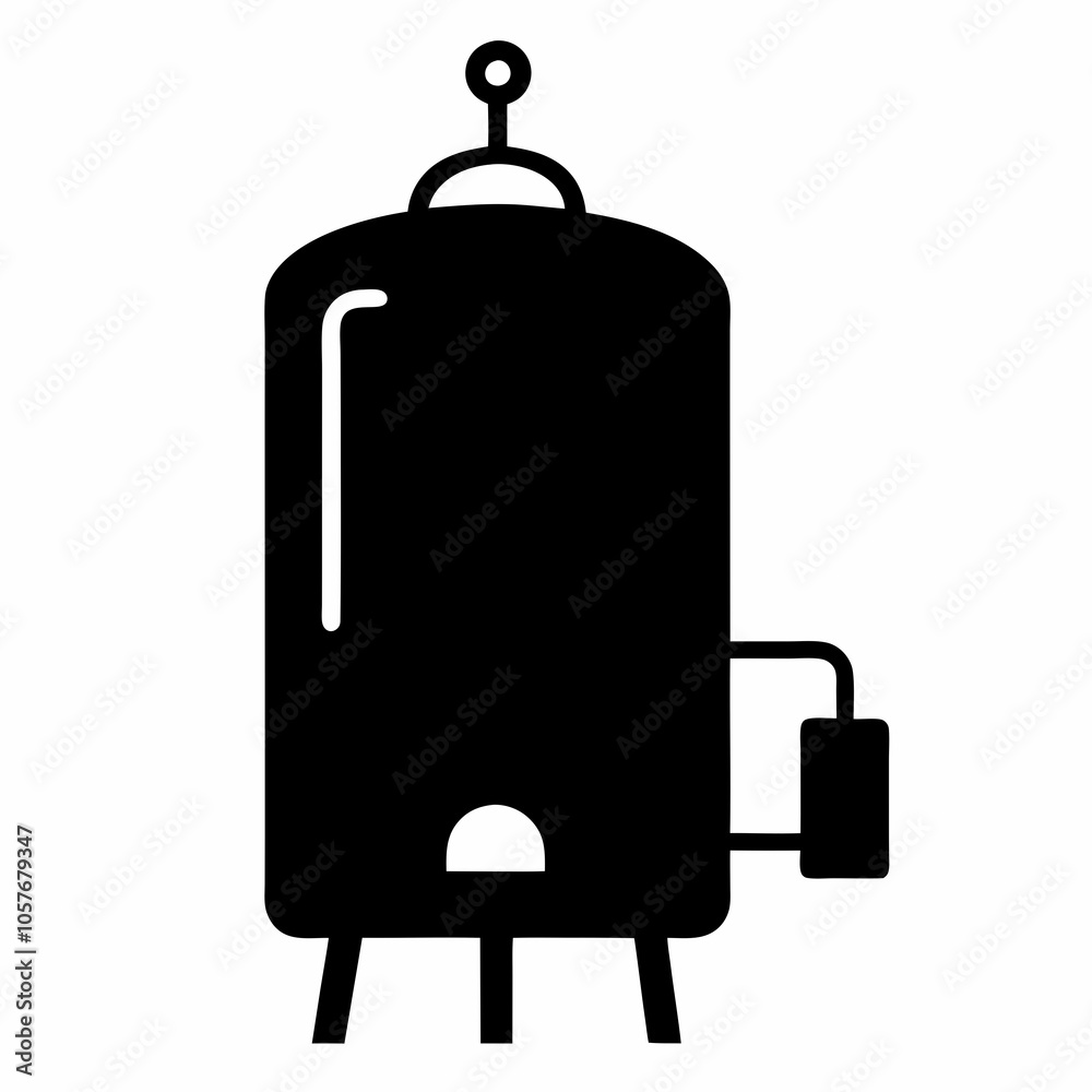 Wall mural water heater silhouette vector black on white background