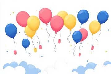 birthday balloons flying in the sky
