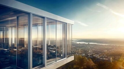 Modern Minimalistic Concrete Coworking Office room with Blank Walls, High Ceilings,and Mockup Frame