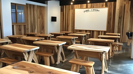 Modern Minimalistic Concrete Coworking Office room with Blank Walls, High Ceilings,and Mockup Frame