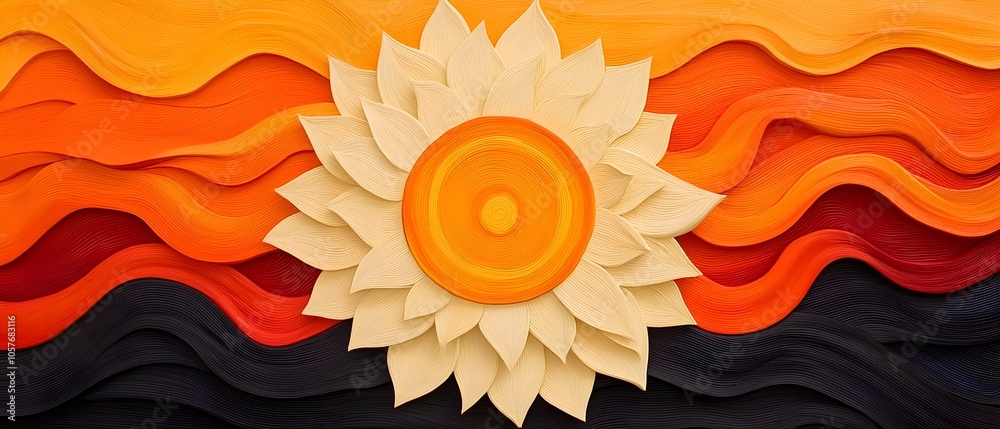 Poster vibrant sunflower closeup highlighting the intricate details and patterns of the central disk the im