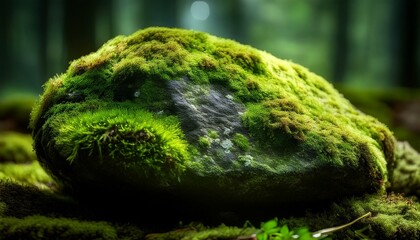 green moss on a rock