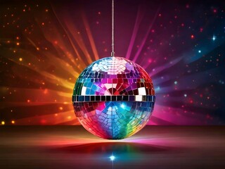 Obraz premium disco ball with lights. music, club, nightclub, reflection,Ai generated 