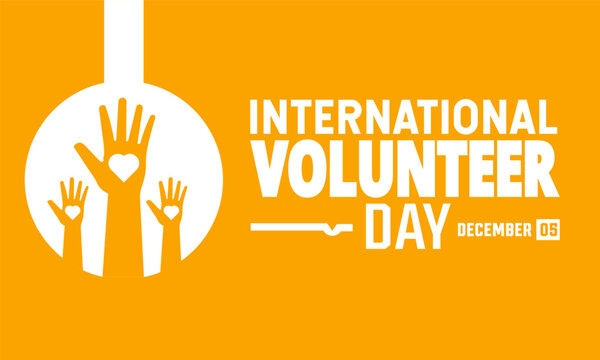 International Volunteer day is celebrated every year on 5 December. Holiday concept. suitable for placard, background,Greeting Card, Poster design template with text inscription, standard Social Media
