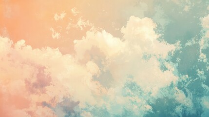 Fototapeta premium Vintage Acrylic Art with Muted Tones and Soft Clouds