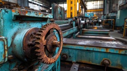 Vintage Machinery with Rusted Gears and Levers