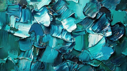 Obraz premium Textured Acrylic Painting in Blue and Teal Layers