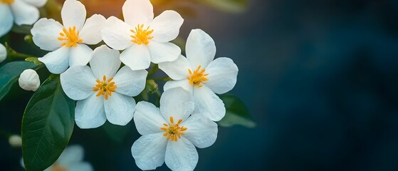 Delicate White Jasmine Flowers with Gentle Light Highlighting Each Petal s Graceful Form and Ethereal Beauty