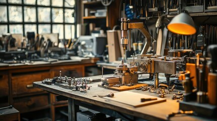 Precision Tools in a Watchmaking Workshop