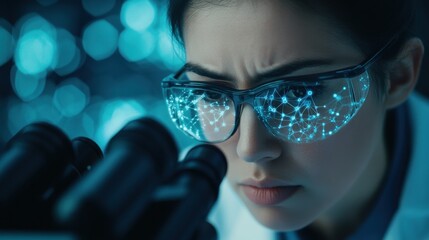 Biracial Scientist Examining Samples Under Microscope