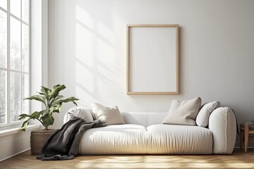 A beautifully crafted wall decor frame hangs in an inviting minimalism office environment.