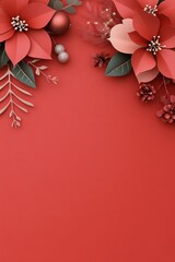 Obraz premium Decorative red and white floral arrangement on a vibrant red background for festive occasions