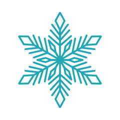 Beautiful snowflake, detailed hand drawn flat vector illustration. Graphic outline doodle drawing. Christmas and New Year symbol. Unique snowflake silhouette icon for frosty winter designs and decor