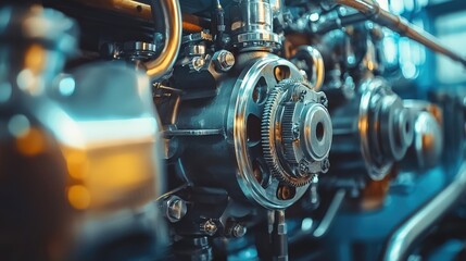 Fototapeta premium Mechanical Parts of a Train Engine with Visible Valves